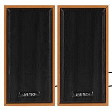 Live Tech SP08 Black Wooden USB Speakers Yellow (1yr Warranty)